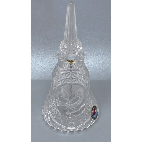 Vintage Hofbauer Byrdes Bird 24% Lead Crystal Clear Glass Bell 7" Germany - Picture 2 of 9